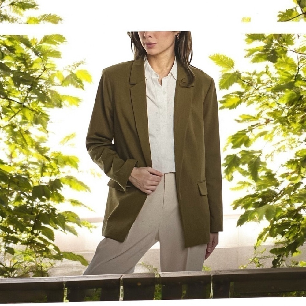Brown Blazer – Modernized, Open-Front Design Size L